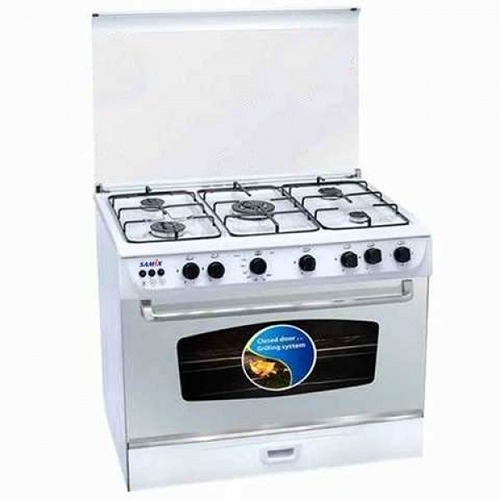 SAMIX Free Standing Gas Cooker 90cm 5 Burners – White