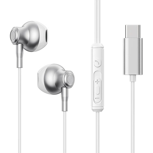 Joyroom TYPE-C Series Half In-Ear Wired Earphones , silver