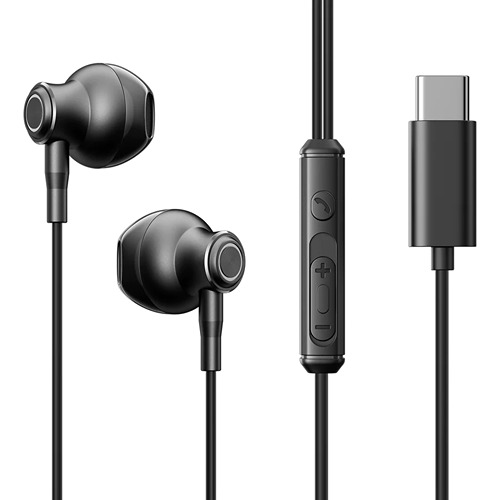 Joyroom TYPE-C Series Half In-Ear Wired Earphones , black