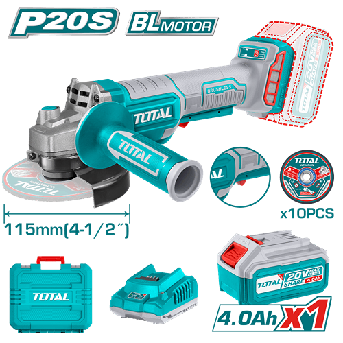 Total Tools Lithium-Ion Angle Grinder Brushless 115mm 