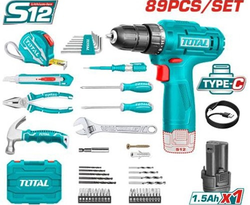 Total Cordless Drill 89 Pcs Tools set