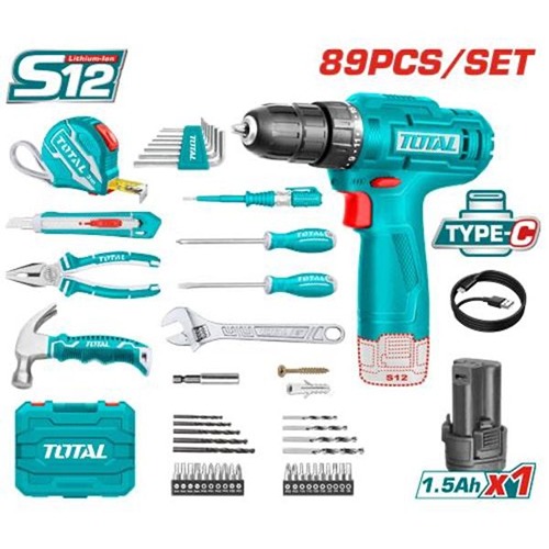 Total Cordless Drill 89 Pcs Tools set