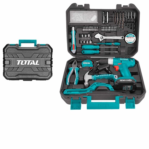 Total Cordless Drill ,128 Pcs Tools Set