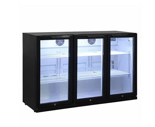 Three sliding door black back bar cooler 320L under counter bottle cooler