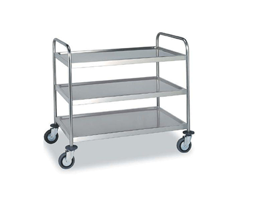 STAINLESS STEEL SERVICE TROLLEY -THREE TIRES