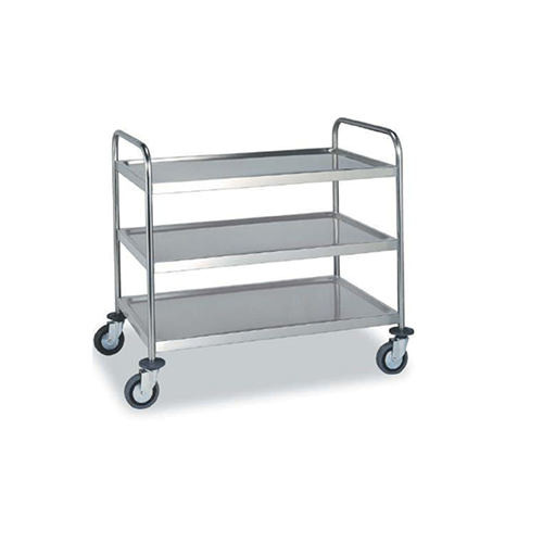 STAINLESS STEEL SERVICE TROLLEY -THREE TIRES